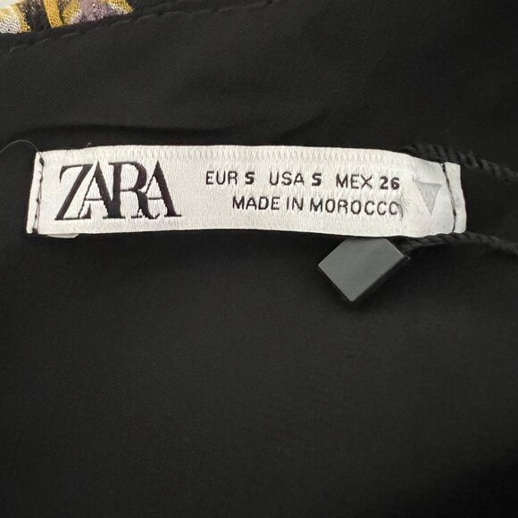 Zara Womens One Shoulder Floral Ruched Bodycon Mini Dress Yellow Purple Small - Picture 10 of 12